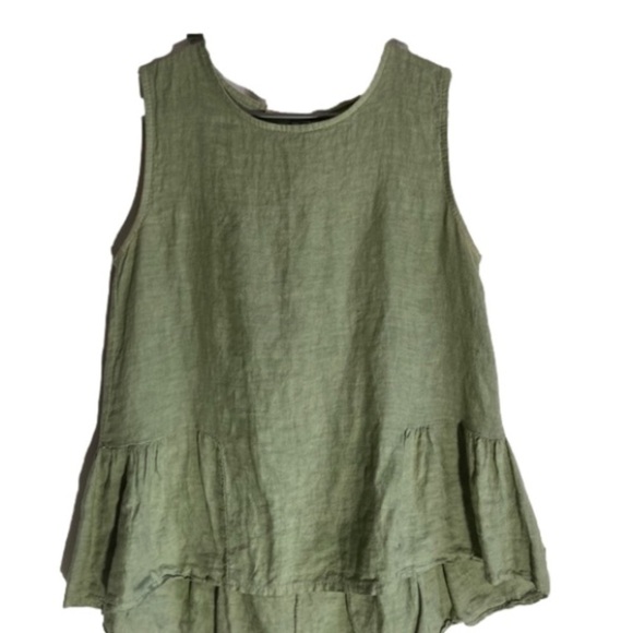 Francesca Bettini 100% Linen sleeveles  top/ Green. Size small - Picture 6 of 9